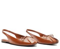 Sapatilha Slingback Laço Biqueira Marrom