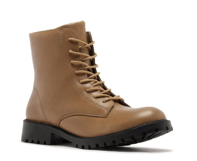 Bota Coturno Couro Marrom