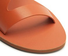 Rasteira Monocolor Tira Curva Couro Laranja