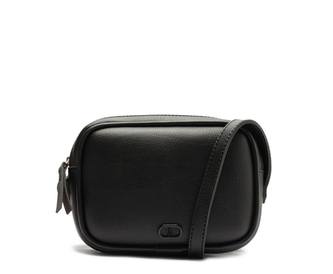 Bolsa Tiracolo Pequena Cápsula Mono Arredondada Preta