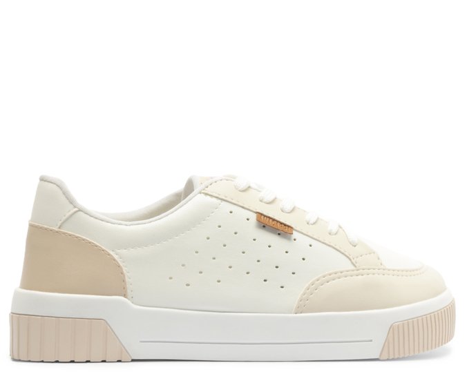 ANNA Tênis Sola Urban Furinhos Branco e Bege | Anacapri