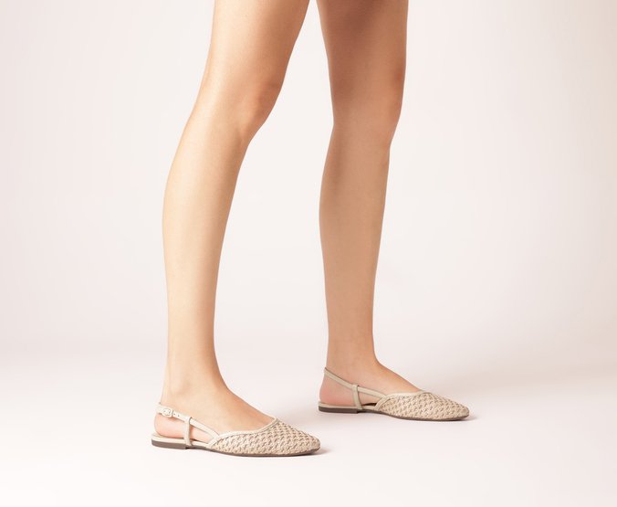 Sapatilha Slingback Tramada Natural Branca