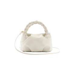 Bolsa Tiracolo Pequena Puffer Alça Trança Branca