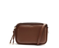 Bolsa Tiracolo Pequena Costura Ornamental Marrom