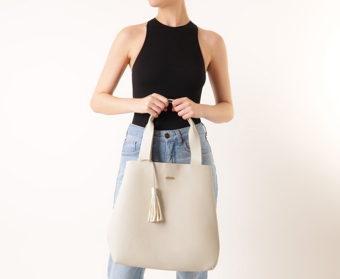 Bolsa Shopping Grande Maxi Barbicacho Branca