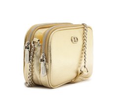 Bolsa Tiracolo Média Divisórias Metal Dourada