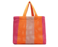 Bolsa Shopping Grande Crochê Pink e Laranja