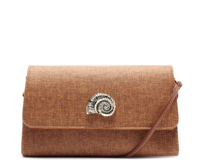 Bolsa Tiracolo Média Texturizada Concha Marrom