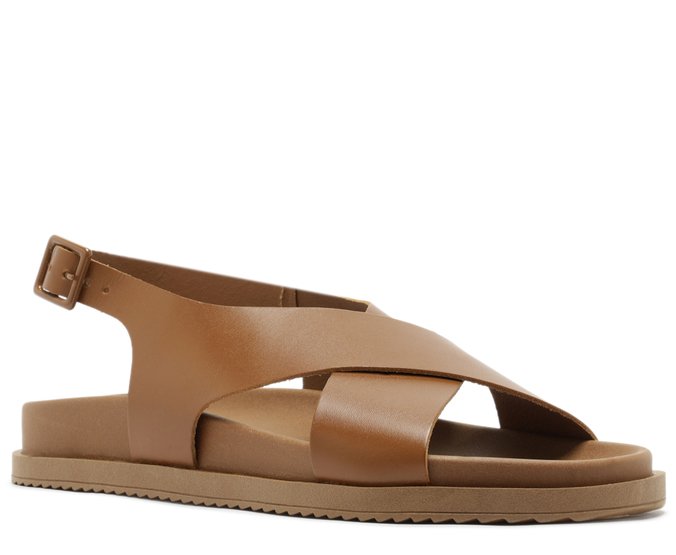 Papete Tiras Cruzadas Tradicional Couro Marrom