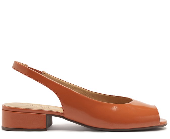 Sapatilha Slingback Peep Toe Marrom