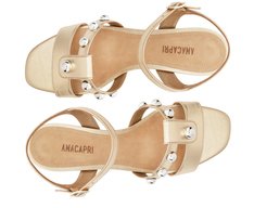 Sandália Maxi Tachas Salto Bloco Dourada