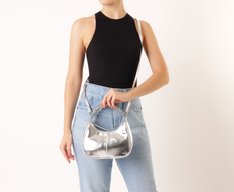 Bolsa Tiracolo Média Ondulada Platino Prata