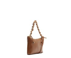 Bolsa Tiracolo Pequena Corrente Cordão Marrom