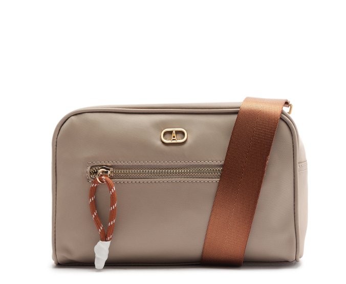 Bolsa Tiracolo Média Nylon Alça Fita Cinza