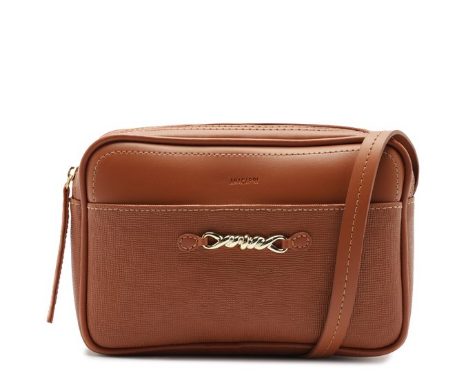 Bolsa Tiracolo Média Detalhe Corrente Marrom