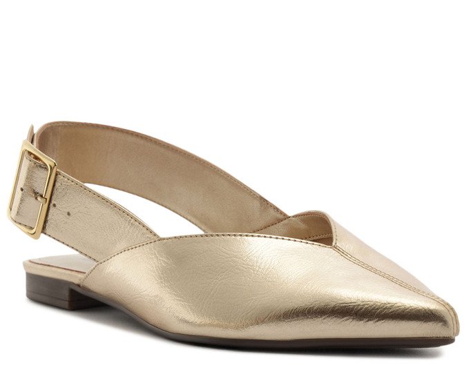 Sapatilha Slingback Tira Larga Dourada