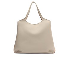 Bolsa Shopping Grande Costura Ornamental Bicolor Branca