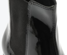 Bota Chelsea Cano Curto Bico Quadrado Verniz Preta