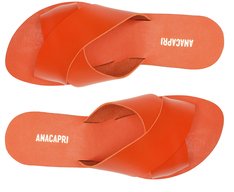 Rasteira Tiras Cruzadas Couro Monocolor Laranja