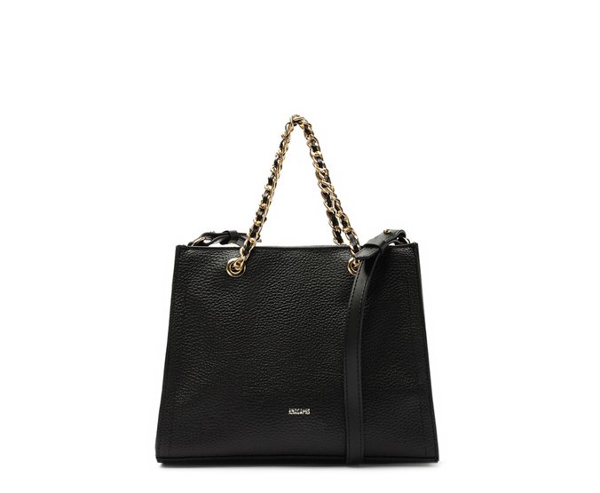 Bolsa Tote Média Alça Acorrentada Preta