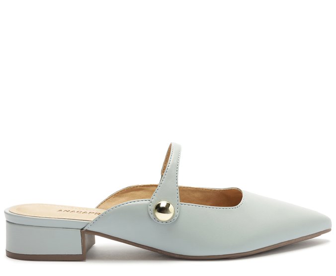 Mule Com Tira Esfera Salto Bloco Azul