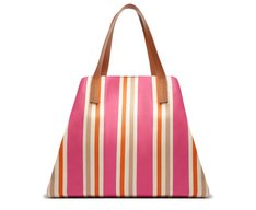Bolsa Shopping Grande Lona Tricolor Rosa e Laranja