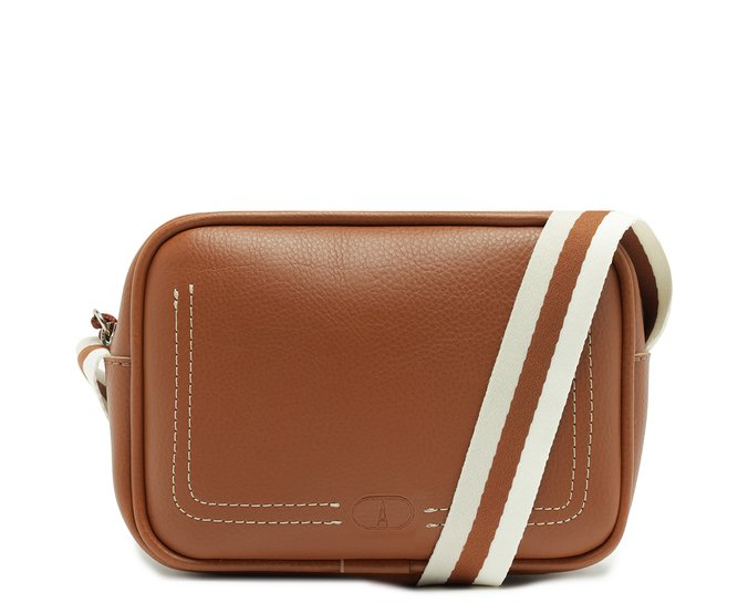 Bolsa Tiracolo Média Alça Bicolor Gorgurão Marrom