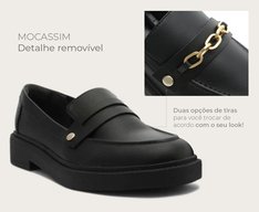 Mocassim Preto Duas Variações de Detalhe