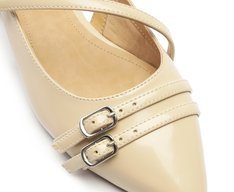 Sapatilha Slingback Fivela Dupla Branca