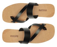 Rasteira Casual Couro Preta