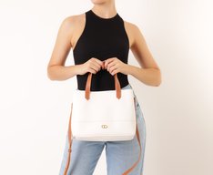Bolsa Tote Média Com Necessaire Bicolor Branca