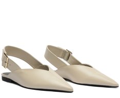 Sapatilha Slingback Bico Fino Fivela Branca