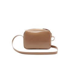Bolsa Tiracolo Pequena Lisa Verniz Bege