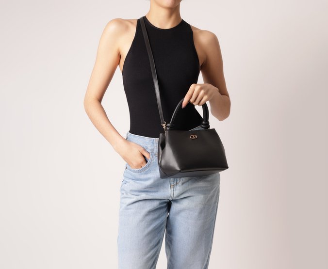 Bolsa Tote Média Divisórias Puffer Preta
