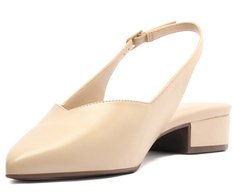 Sapatilha Slingback Salto Bloco Corte triangular Bege