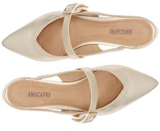 Sapatilha Slingback Tira Fivela Bico Fino Dourada