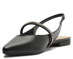 Sapatilha Slingback Tira Glam Preta