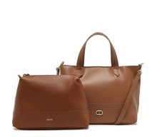 Bolsa Tote Média Com Necessaire Bicolor Marrom