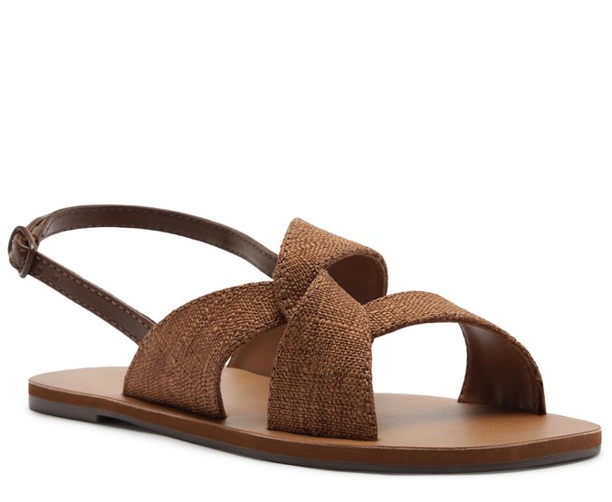 Sandália Rasteira Slingback Trançada Marrom
