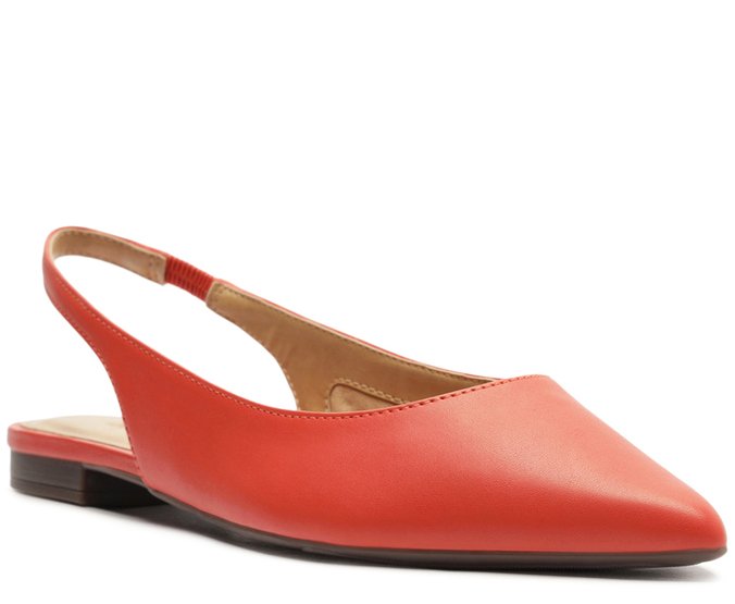 Sapatilha Slingback Bico Fino Laranja