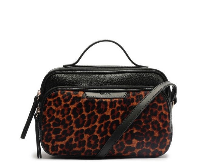 Bolsa Tiracolo Média Franjas Couro Animal Print
