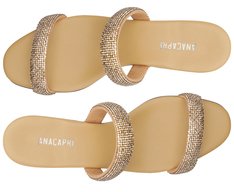 Sandália Mule Salto Bloco Glam Bege