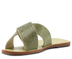 Rasteira Tiras Cruzadas Glam Verde