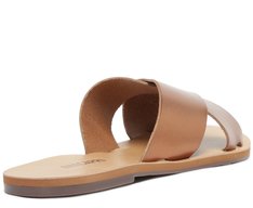 Rasteira Tiras Cruzadas Couro Bronze