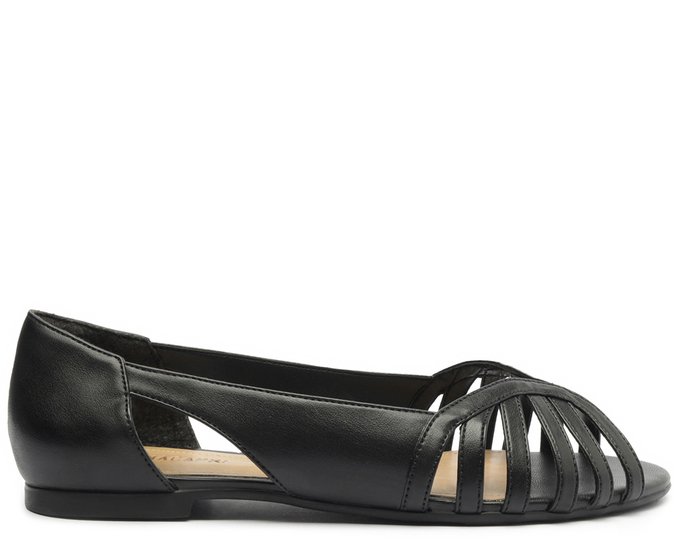 ＊P-Y-P＊ Sapatilha Peep Toe Recortes Vazados Preta | Anacapri