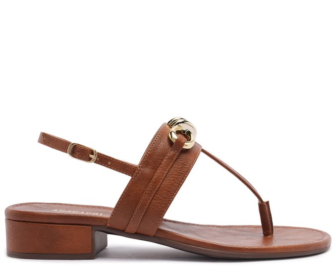 Sandália Nó Metálico Marrom