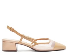 Sapatilha Slingback Tela Transparência Salto Bege