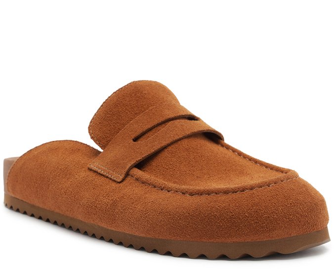Mule Clog Loafer Couro Marrom
