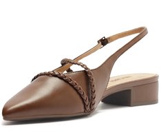Sapatilha Slingback Salto Bloco Tranças Marrom