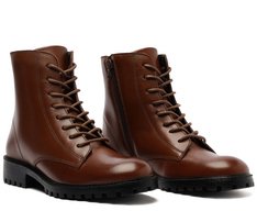 Bota Coturno Couro Marrom Cinnamon